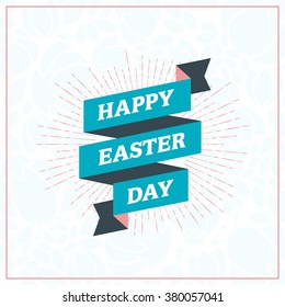 Happy Easter. Vector Vintage Holiday Badge. Vector Template for Greeting Card. Floral Background. Happy Easter Day, Easter Sunday, Easter Greeting Card