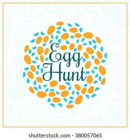 Happy Easter. Vector Vintage Holiday Badge. Vector Template for Greeting Card. Floral Background. Happy Easter Day, Easter Sunday, Easter Greeting Card
