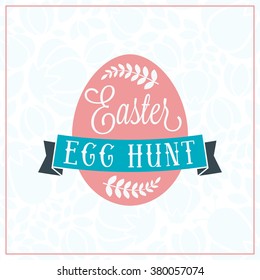 Happy Easter. Vector Vintage Holiday Badge. Vector Template for Greeting Card. Floral Background. Happy Easter Day, Easter Sunday, Easter Greeting Card