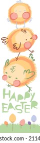Happy Easter vertical banner. Vector illustration