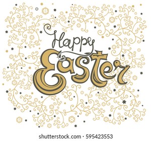 Happy Easter vintage card. Beautiful floral vector illustration for holiday.
