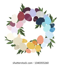 Happy Easter. Vintage Holiday Wreathe. Template for Greeting Card.  Easter Greeting Card Design Element.