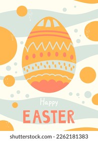 Happy Easter vintage poster. Modern shabby greeting card for Easter Holiday. Retro banner with inscription. Festive vector illustration