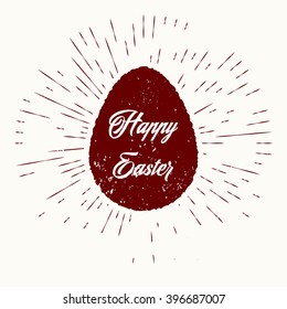 Happy easter and vintage sun burst frame