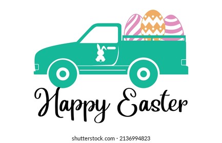 Happy Easter Vintage Truck Easter svg Vector and Clip art svg