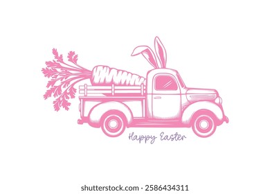 Happy Easter Vintage Truck T Shirt Design