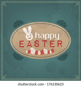 Happy Easter. Vintage Typographic Background. Retro Label With Calligraphic Elements (EPS10 Vector)