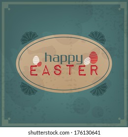 Happy Easter. Vintage Typographic Background. Retro Label With Calligraphic Elements (EPS10 Vector)