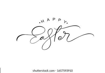 Happy Easter vintage vector calligraphy text. Hand drawn lettering poster for Easter. Modern Handwritten brush type isolated on white background.