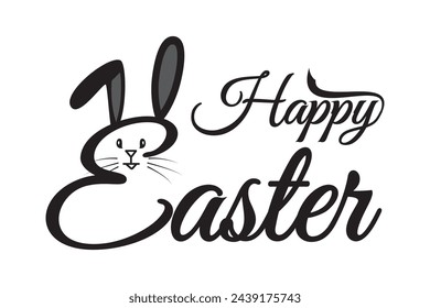 Happy Easter vintage vector calligraphy text. Modern handwritten brush type isolated for poster, t-shirt, banner, logo. Typography easter day t shirt design. Happy-easter-text-calligraphy