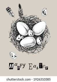 Happy Easter vintage vector card