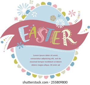 Happy easter - vintage vector greeting card