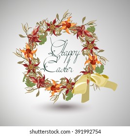
Happy easter. Vintage wreath. Vector