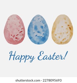 Happy Easter watercolor card. Easter eggs. Vector EPS10