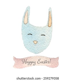 Happy Easter Watercolor card. Hand drawn vectorized, eps10