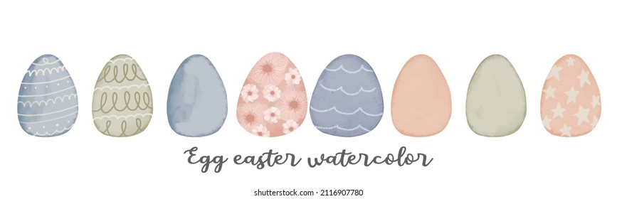Happy Easter. Watercolor. Cuteness. Rabbit eggs. easter greeting card vector illustration sticker