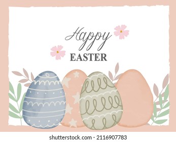 Happy Easter. Watercolor. Cuteness. Rabbit eggs. easter greeting card vector illustration sticker