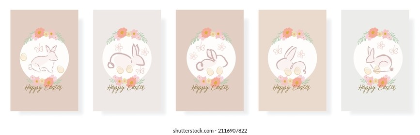 Happy Easter. Watercolor. Cuteness. Rabbit eggs. easter greeting card vector illustration sticker