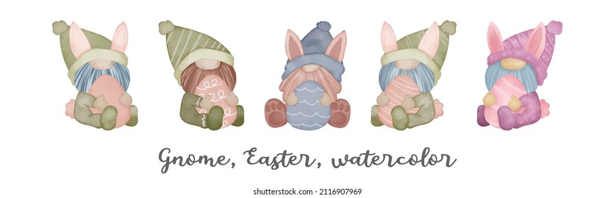 Happy Easter. Watercolor. Cuteness. Rabbit eggs. easter greeting card vector illustration sticker