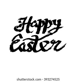 Happy easter watercolor painted colored stylized handwritten greeting inscription