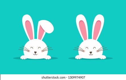 Happy Easter web banner. Greeting card with rabbit. Bunny ears. Vector illustration