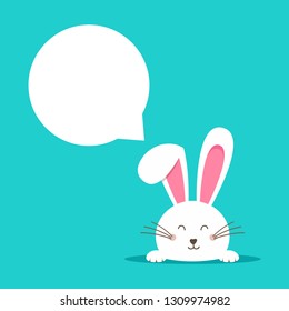 Happy Easter web banner. Greeting card with rabbit. Bunny ears. Vector illustration