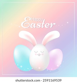 happy easter web banner poster with eastereggs with the Easter Bunny