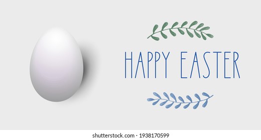 Happy Easter web,banner,poster, flyer and more with egg, plant leaves and typography - vector illustration