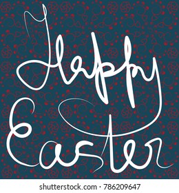 Happy easter white abstract sign on pattern background. Use for banners, posters, holiday text, greeting.