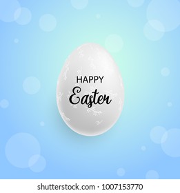 Frohe Ostern! Weißes Osterei mit Blumenverzierungen auf weißem Hintergrund.Sommerurlaub. Vektorgrafik.Frohe Osterei.