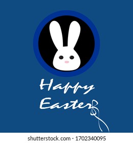 Happy easter white rabbit background on flat style