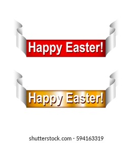 Happy easter, white texture. realistic, paper banners. 
