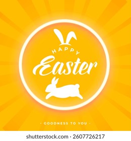 happy easter wishes yellow background with rabbit vector