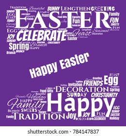 Happy Easter Word Cloud Collage for Greeting Card Design. Good Wishes Vector Illustration