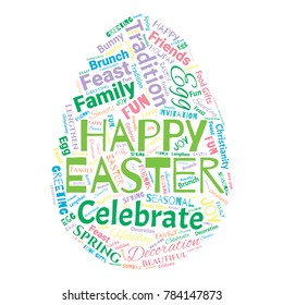 Happy Easter Word Cloud Collage for Greeting Card Design. Good Wishes Vector Illustration