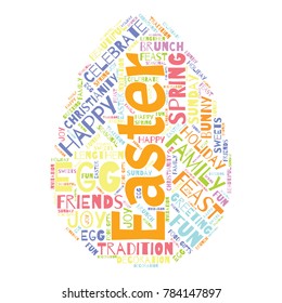 Happy Easter Word Cloud Collage for Greeting Card Design. Good Wishes Vector Illustration