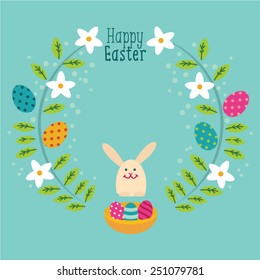 Happy Easter Wreath Card - Illustration
