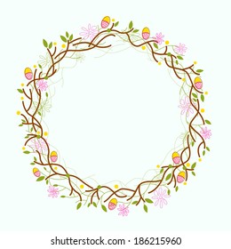 Happy Easter, Easter wreath decoration. Vector illustration