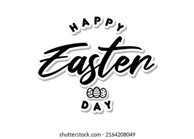 Happy Easter Writing And Easter Egg Icon With White Background , Nice Composition For Greeting Card