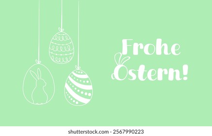 Happy Easter written in German "Frohe Ostern". Vector Illustration