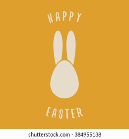 Happy Easter yellow background. Easter bunny egg.