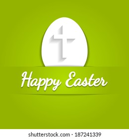 Happy Easter yellow eggs card with cross symbol. 