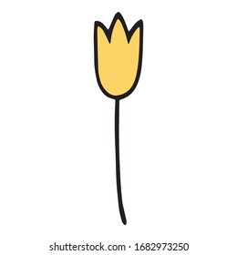 Happy Easter yellow tulip flower icon. Hand drawn illustration of Happy Easter yellow tulip flower vector icon for web design