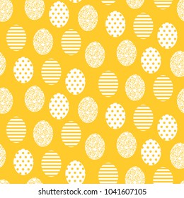 Happy Easter yellow and white cute egg seamless pattern.