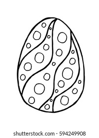 Happy Easter zentangle egg decorated with ornament, design doodle element for adult antistress coloring pages, books, greeting postcard. Vector holidays illustration.