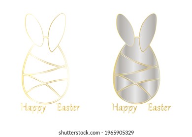 happy easter.design elements.a rabbit, an egg, a calligraphic greeting inscription isolated on a white background. vector illustration.