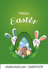 happy easter,easter background with rabbit and eggs