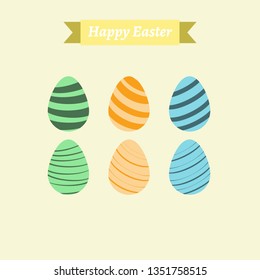 Happy Easter.Easter Eggs isolated on Yellow background.Vector illustration-Vector