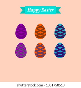 Happy Easter.Easter Eggs isolated on Pink background.Vector illustration-Vector