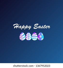 Happy Easter.Easter Eggs isolated on blue background.Vector illustration-Vector